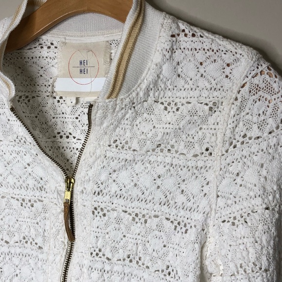 Anthropologie Jackets & Blazers - Hei Hei Anthropologie Cleo Lace Bomber Jacket EUC